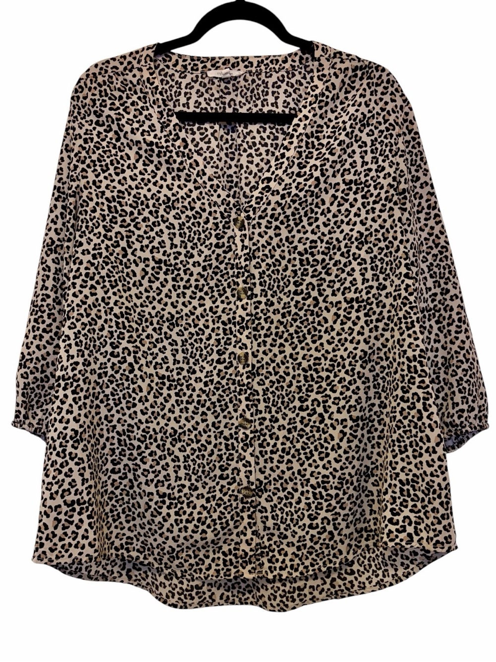 Maurices Leopard Print Blouse XL Button Front V-Neck Animal Print Top